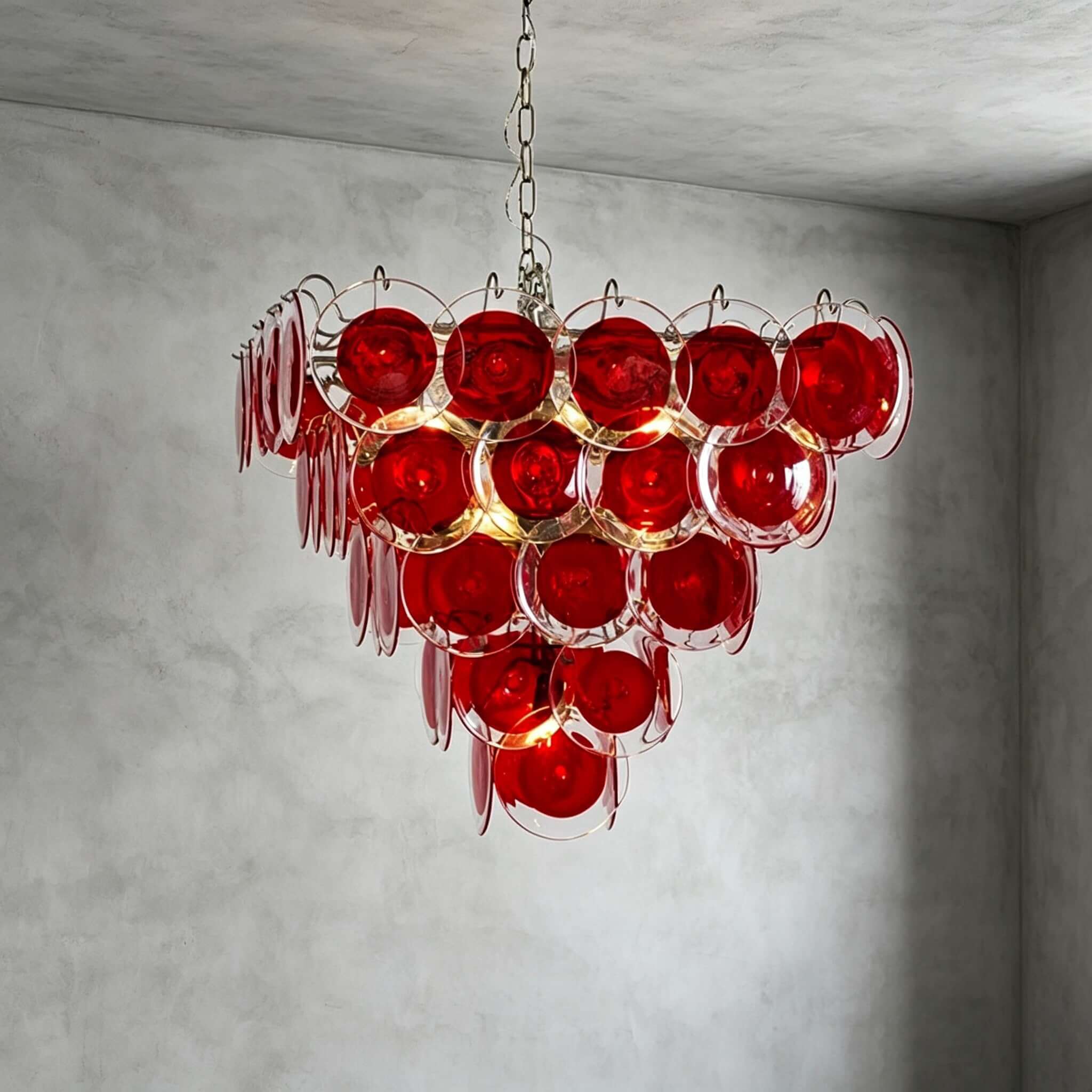 Antizer Layered Red Disc Glass Chandelier