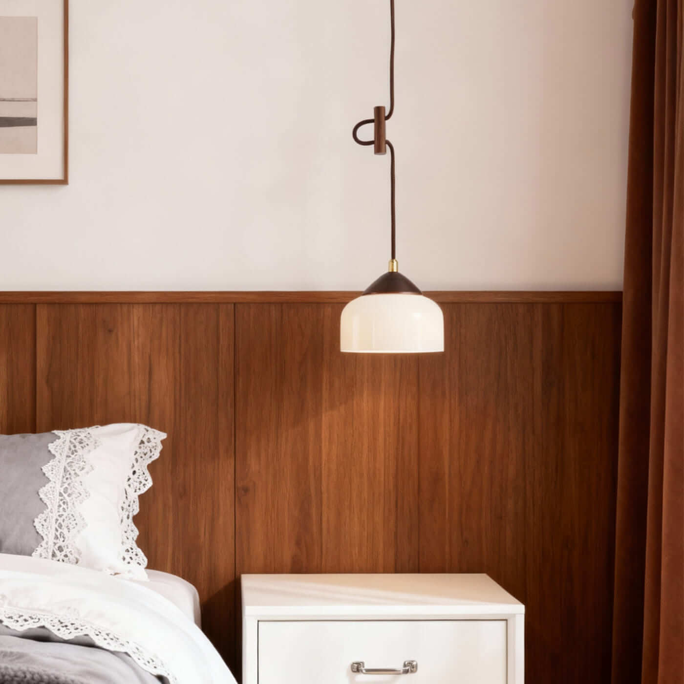 Antizer Minimalist Wood & Glass Pendant Light