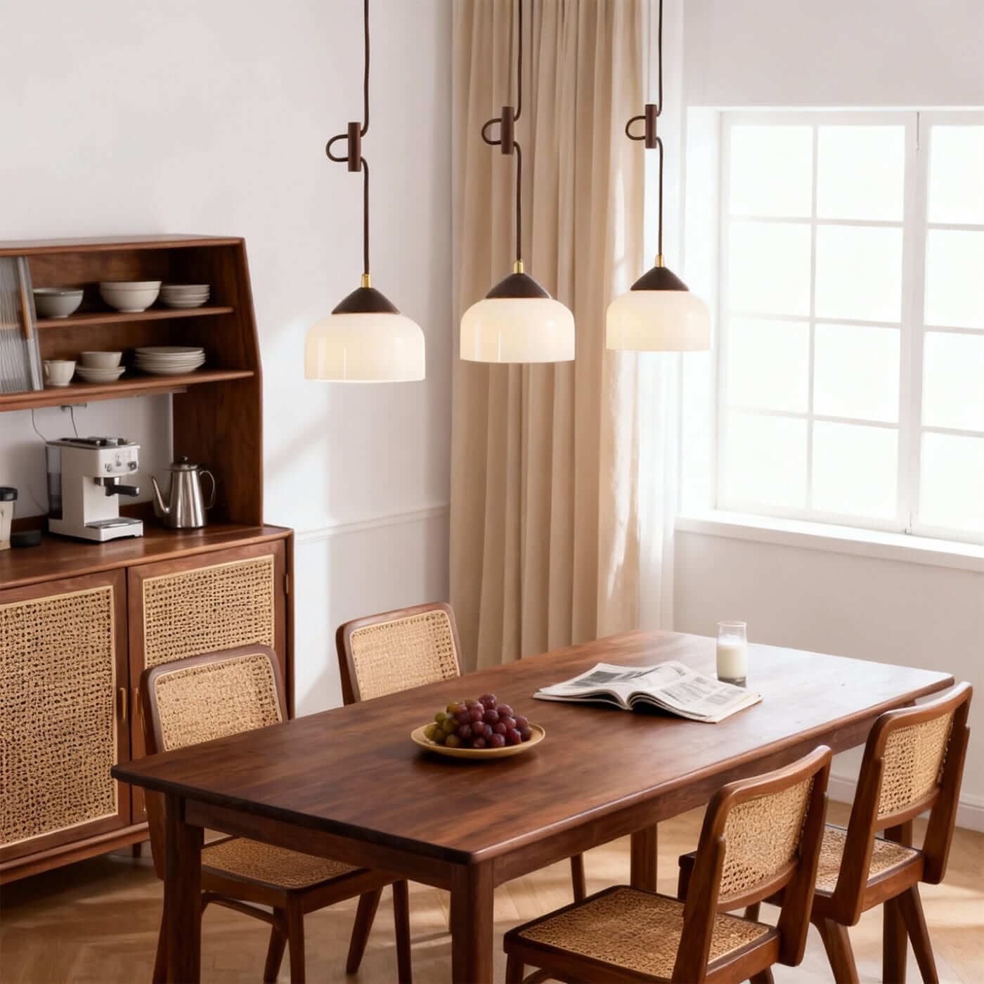 Antizer Minimalist Wood & Glass Pendant Light