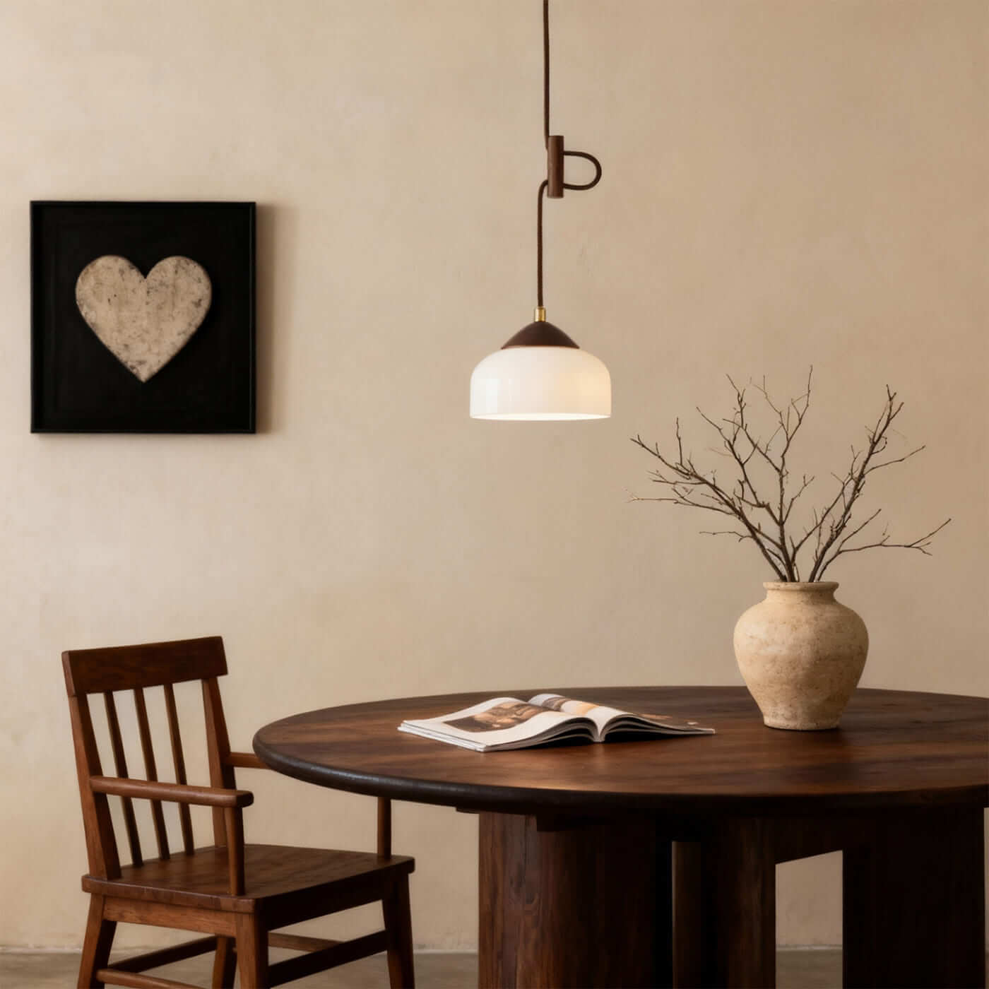 Antizer Minimalist Wood & Glass Pendant Light