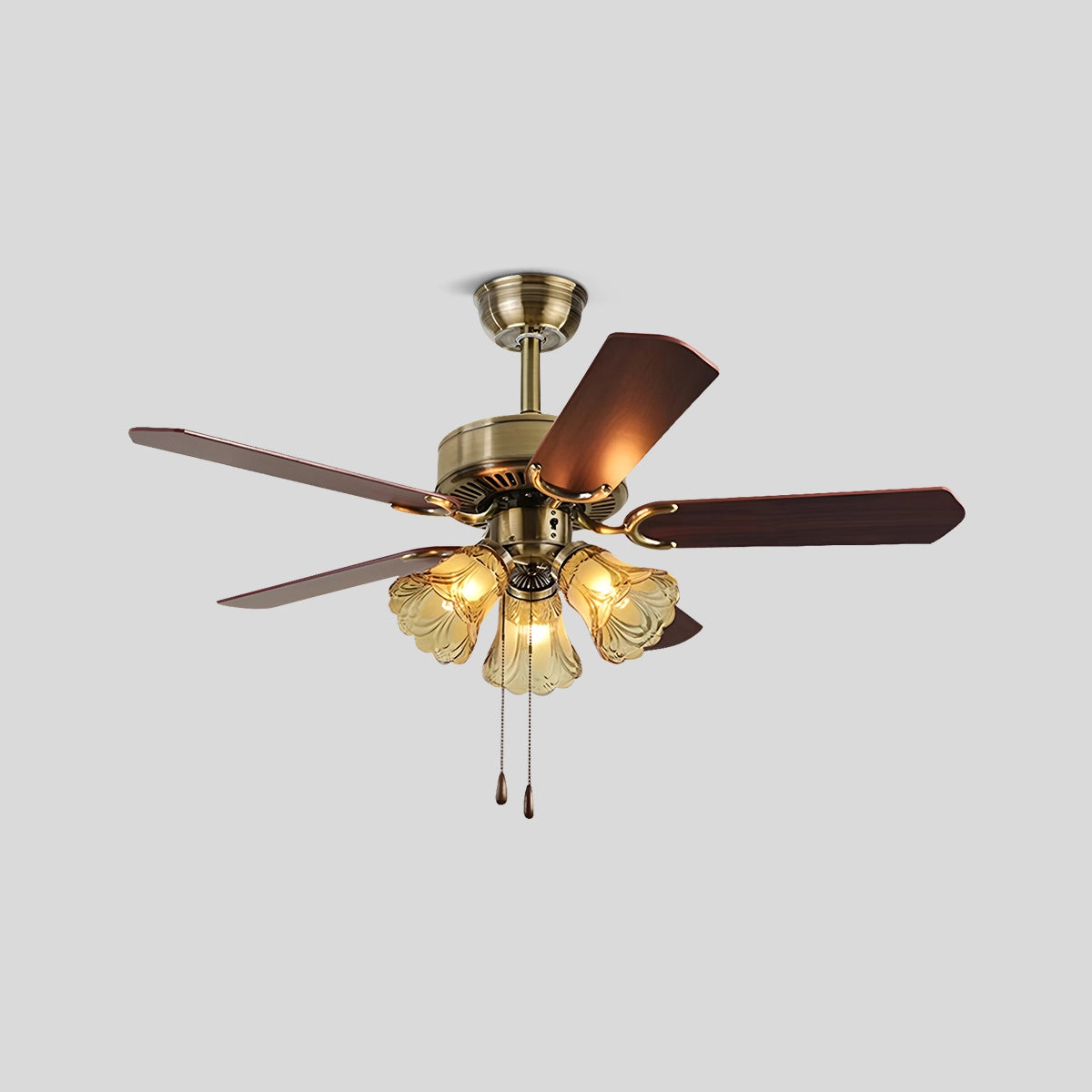 Antizer Vintage Ceiling Fan with Light for Dining Room Walnut D106cm / 42"