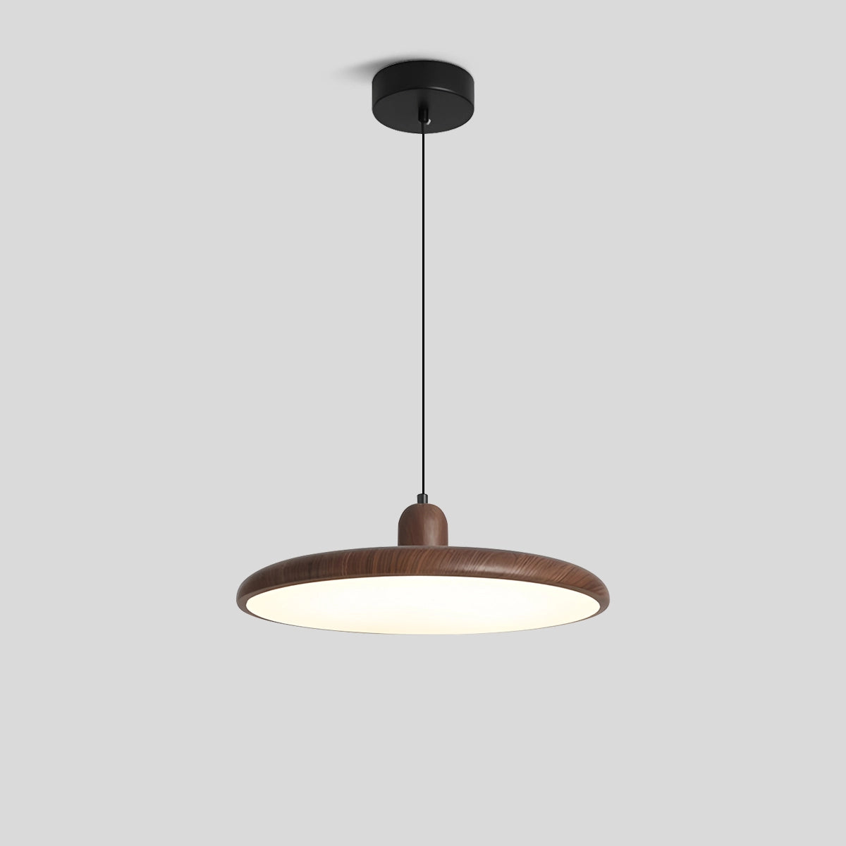 Antizer Retro Walnut Color Round UFO Pendant Light Walnut Tricolor Dimming