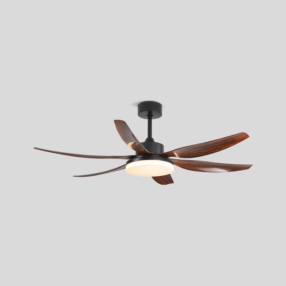 Antizer Nordic Style LED 6-Blade Ceiling Fan with Light Walnut Wood+Black D137cm / 54"