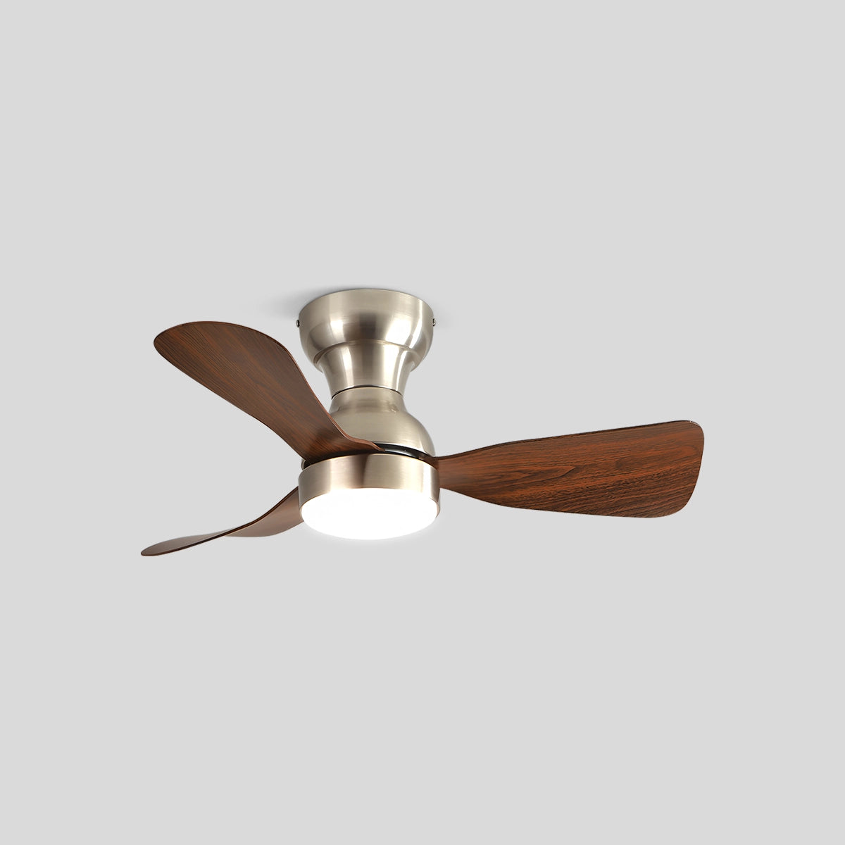 Antizer Small Size Indoor Ceiling Fan Light with Remote Walnut wood