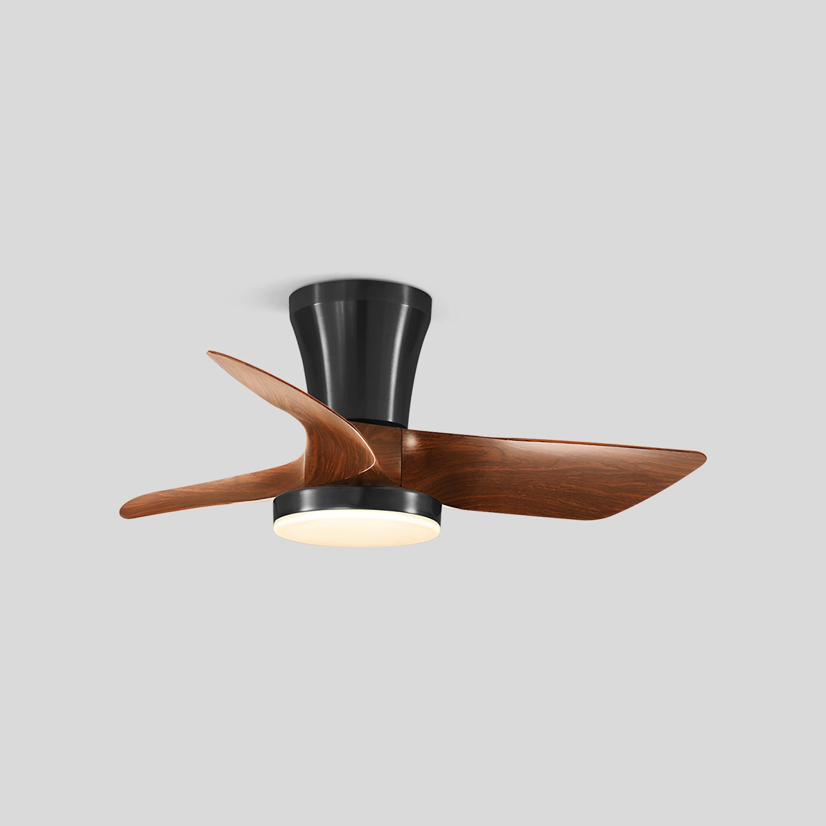 Antizer Nordic LED Ceiling Fan with Light for Living Room Walnut wood+Black
