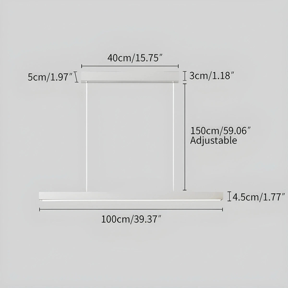 modern led linear pendant light size