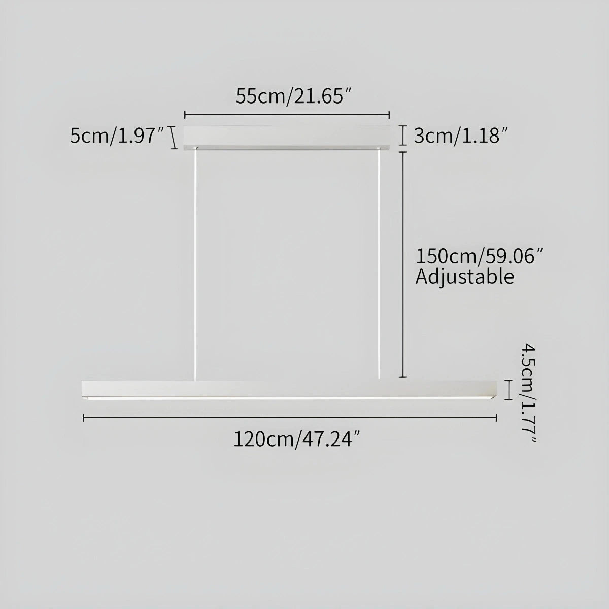 modern led linear pendant light size