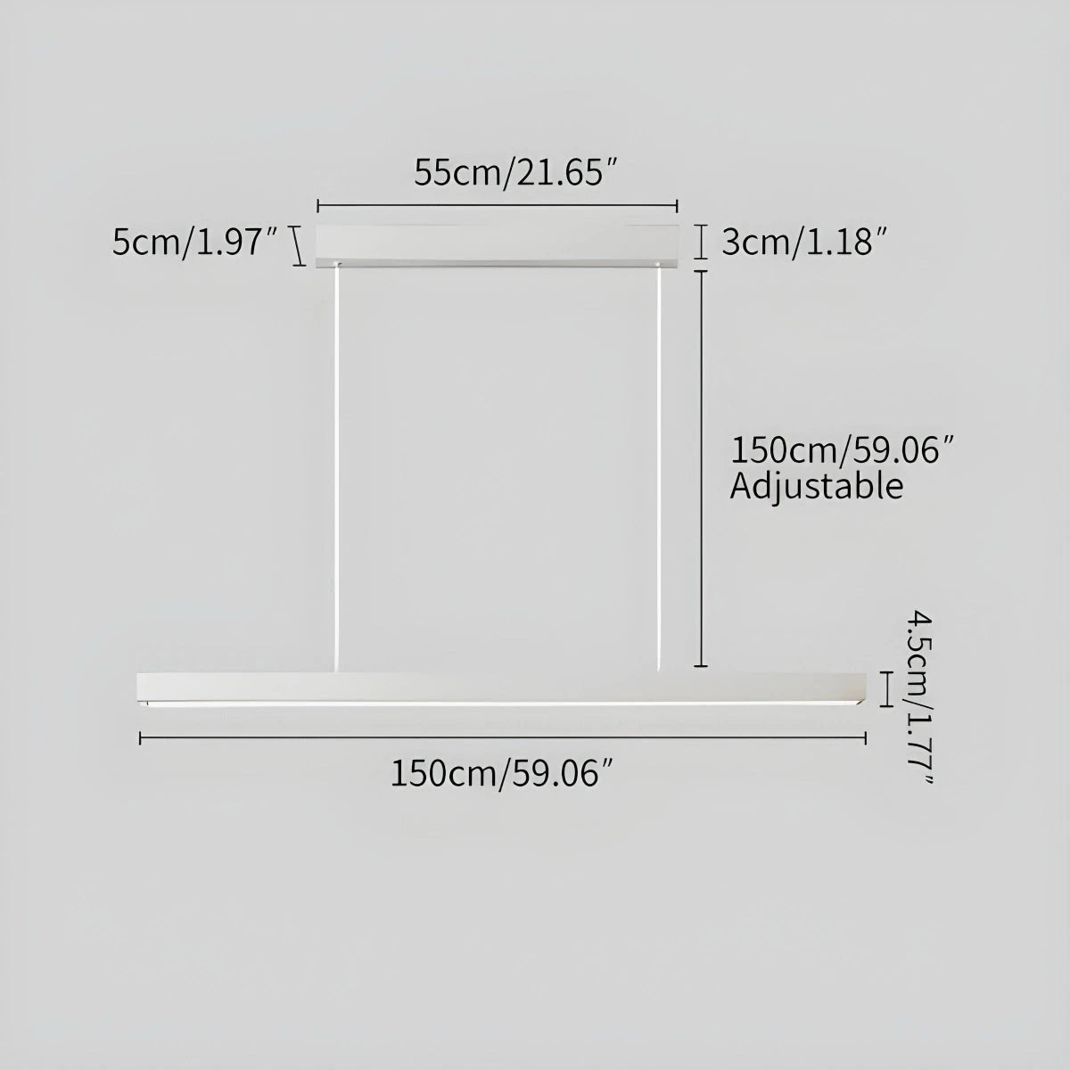 modern led linear pendant light size