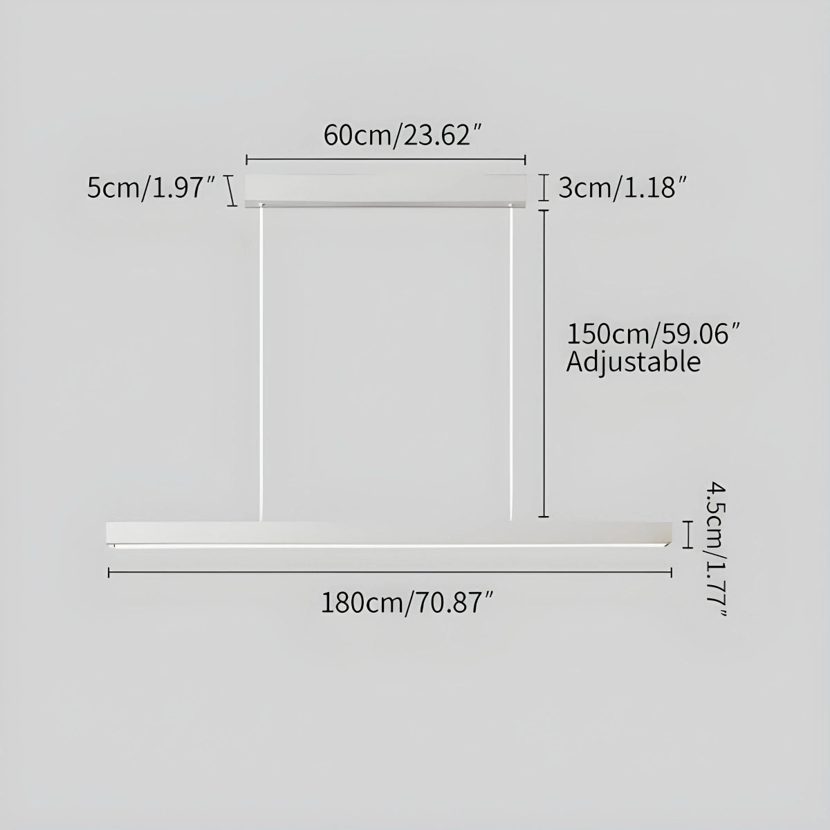 modern led linear pendant light size