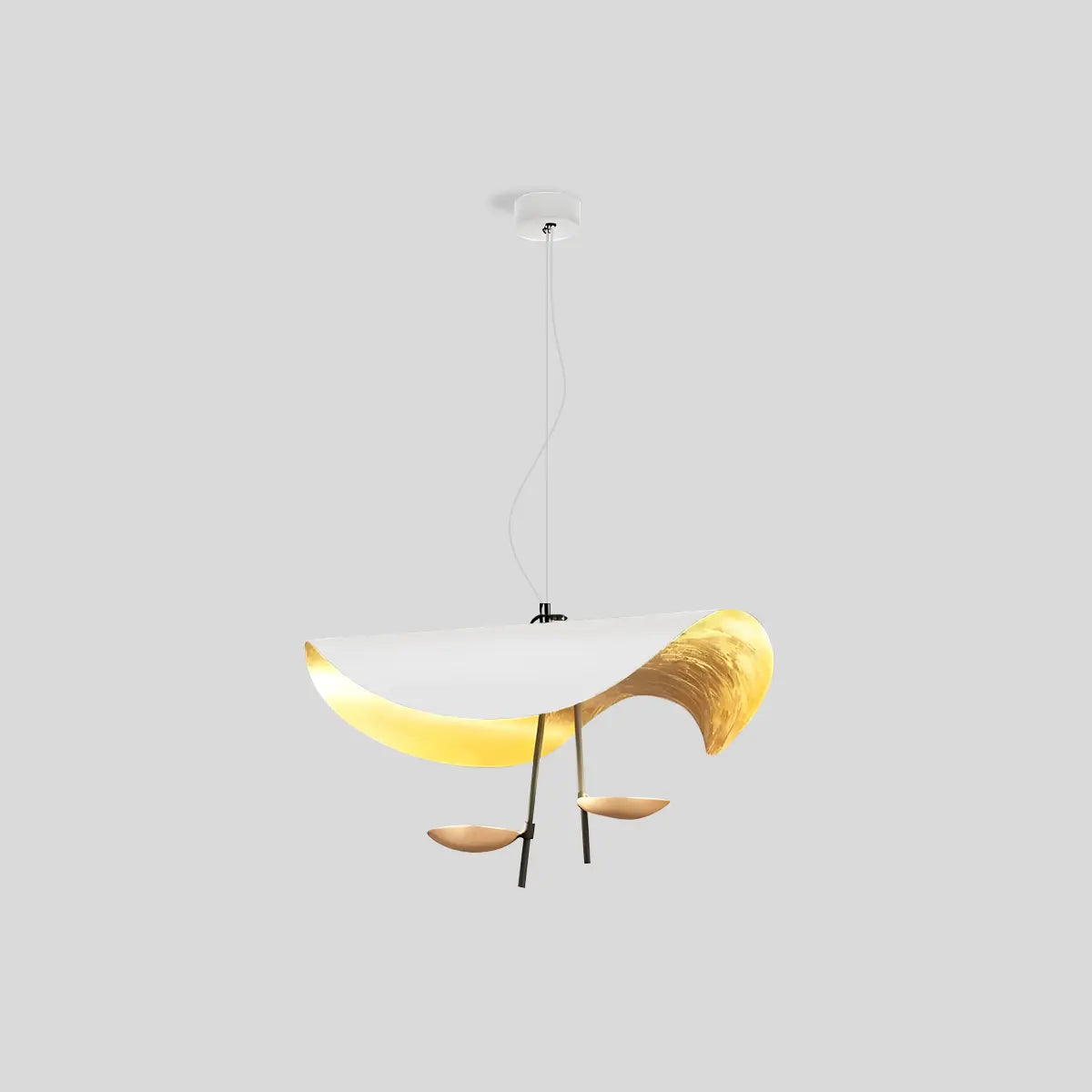 Antizer Modern Sculptural Leaf Pendant Light White-2 Lights-80cm/31.49"