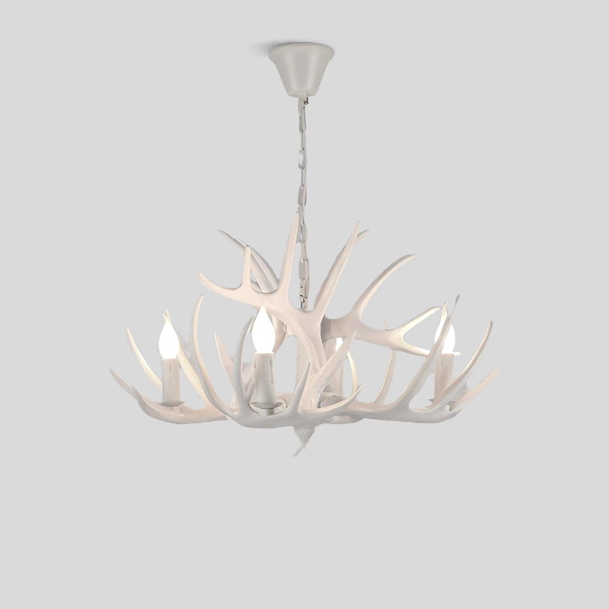 Antizer Antler Shape Resin Chandelier for Living Room White 4 Heads Warm Light