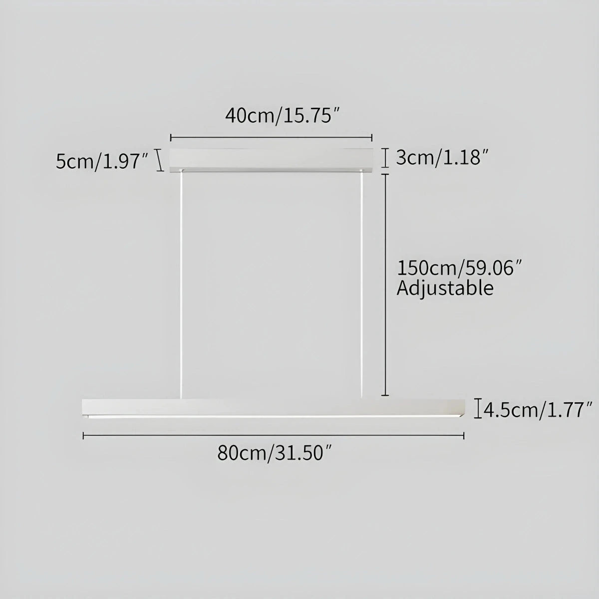 modern led linear pendant light size