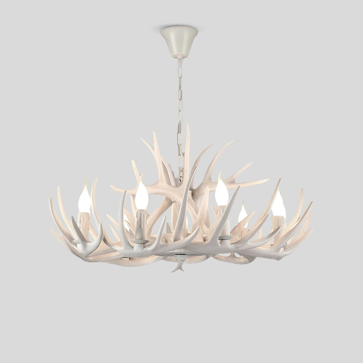 Antizer Antler Shape Resin Chandelier for Living Room White 9-A Heads Warm Light