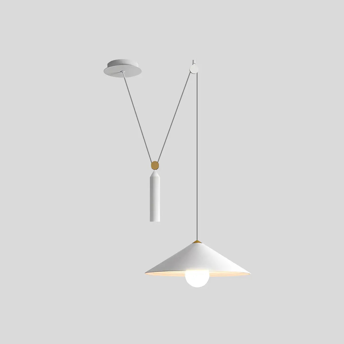 Antizer Cone Counterweight Pulley Swag Pendant Lamp White D42cm/16.5"