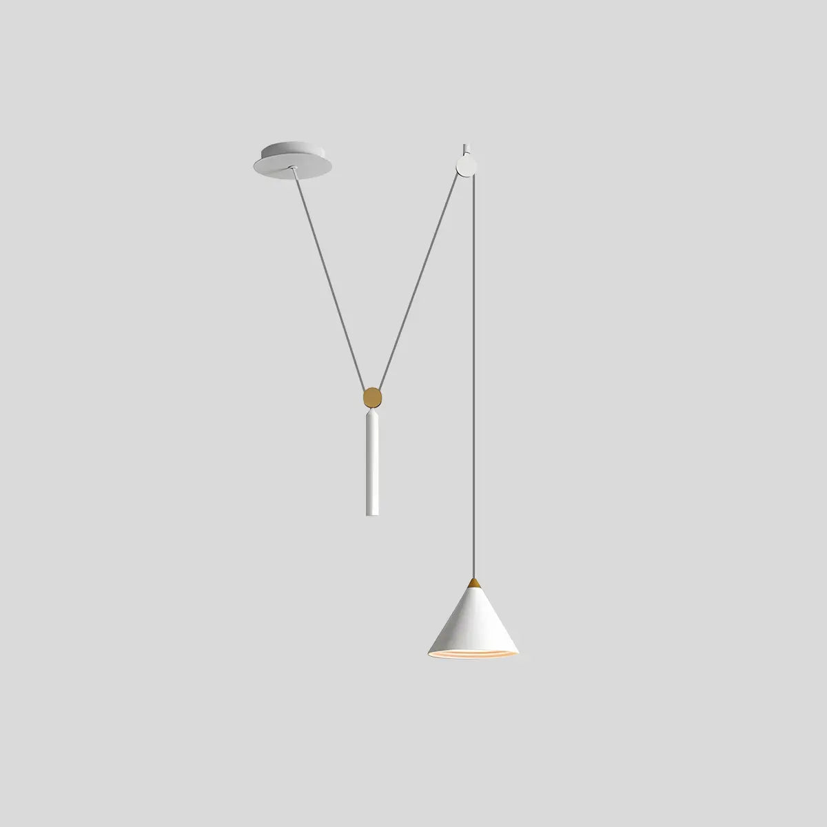 Antizer Cone Counterweight Pulley Swag Pendant Lamp White D15cm/5.9"