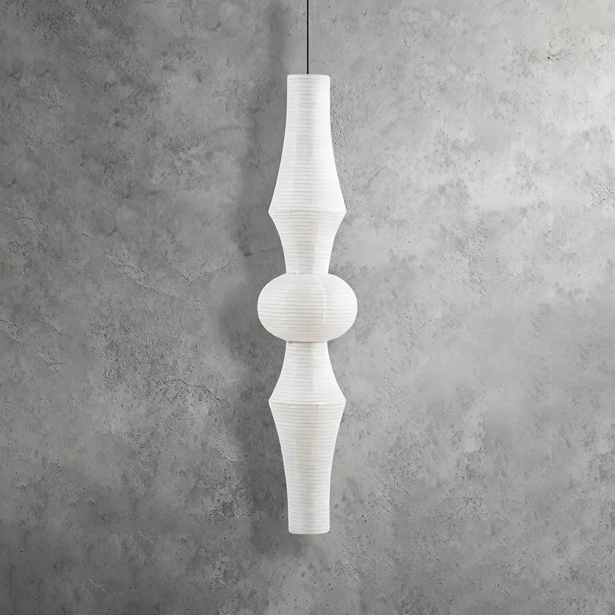 Antizer Washi Paper Corner Pendant Light for High Ceilings White