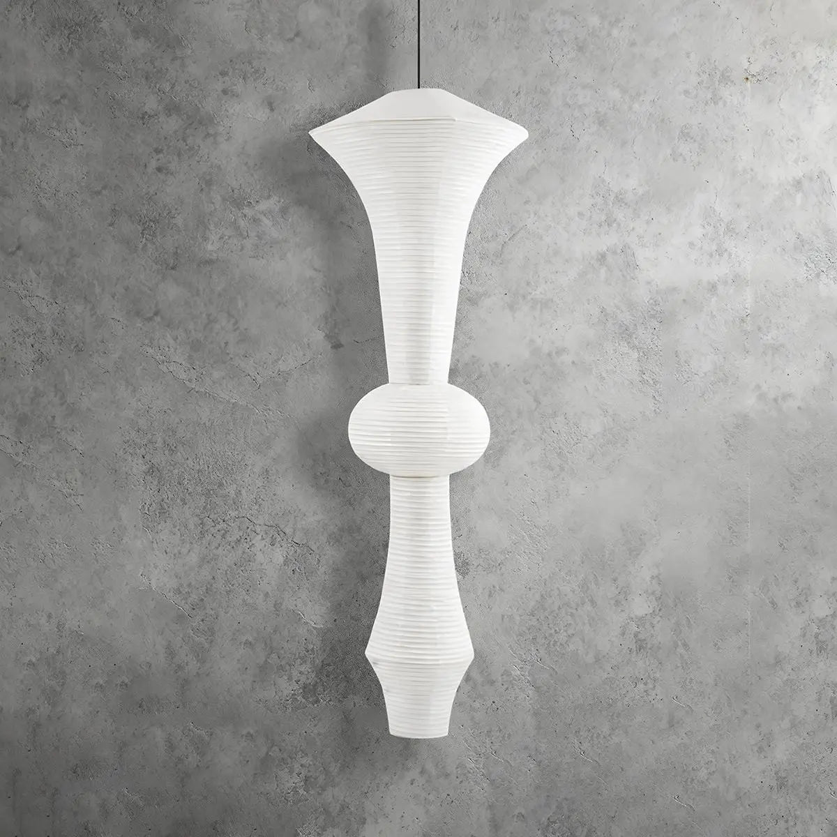 Antizer Washi Paper Corner Pendant Light for High Ceilings White Style B