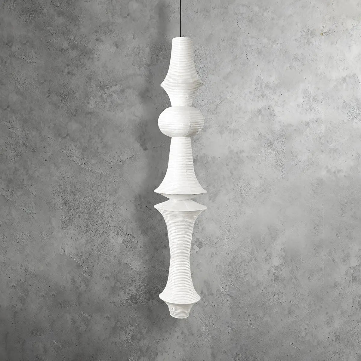 Antizer Washi Paper Corner Pendant Light for High Ceilings White
