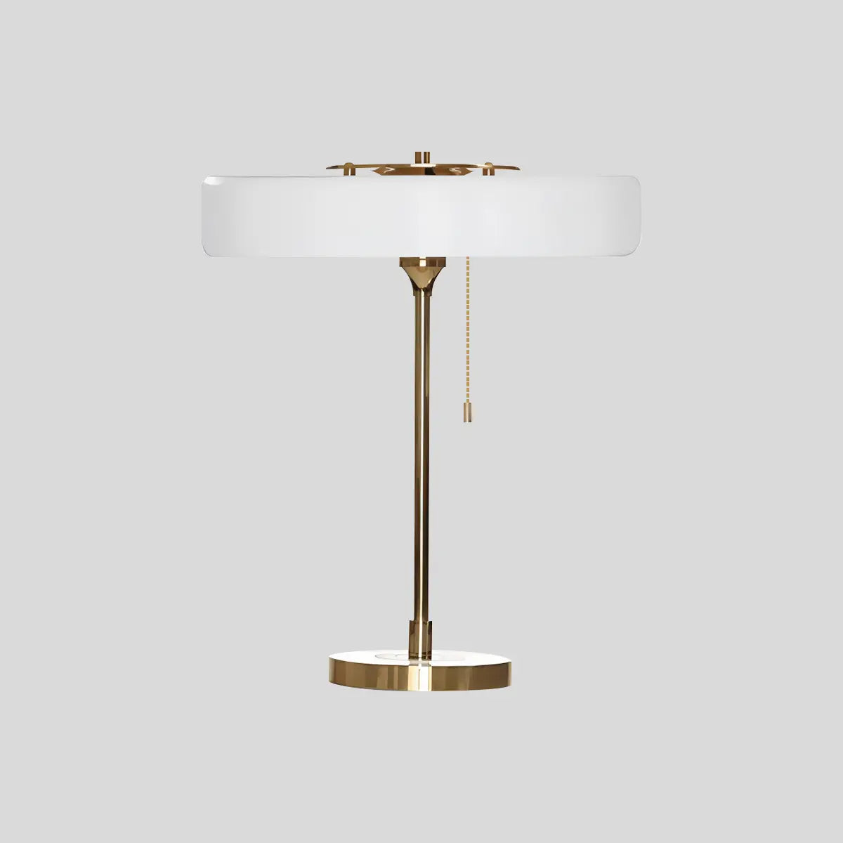 Antizer Mid-Century Round Table Lamp with Pull Chain White D35cm x H42cm / ∅13.78" x H16.54"