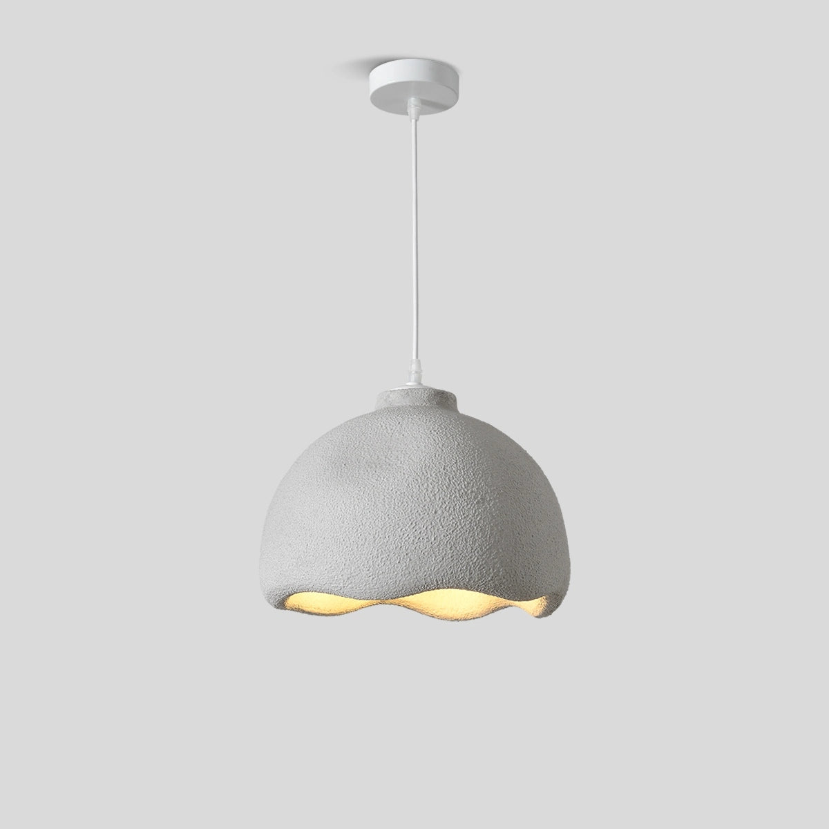 Antizer Micro Cement Pendant Light for Kitchen Dining Area White Dia 35cm x H 26cm / ∅ 13.78″ x H 10.24″ Warm Light