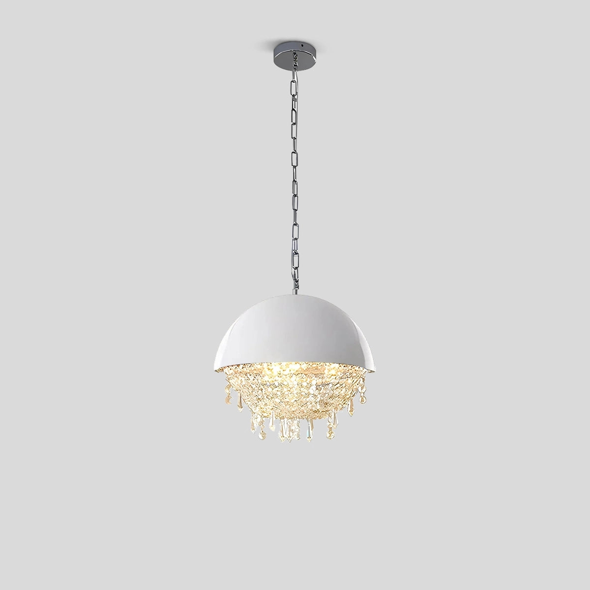 Antizer Spherical Crystal Chandelier Globe Pendant Light White