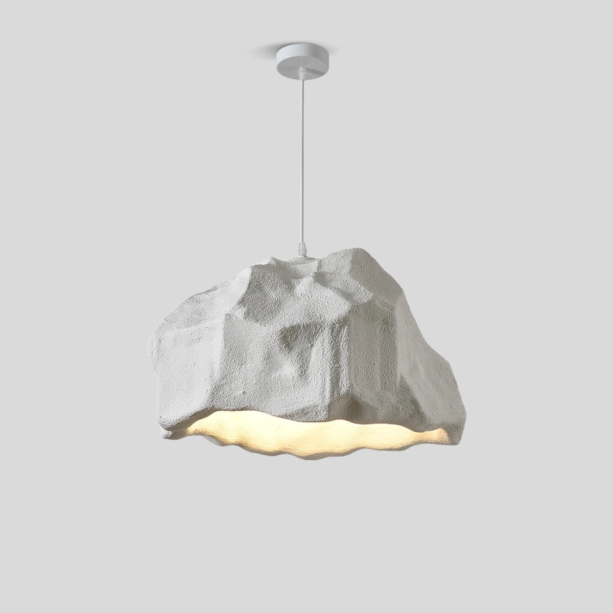 Antizer Creative Rock Shaped Pendant Light for Dining Room White Dia 52cm x H 30cm / ∅ 20.47″ x H 11.81″ Warm Light