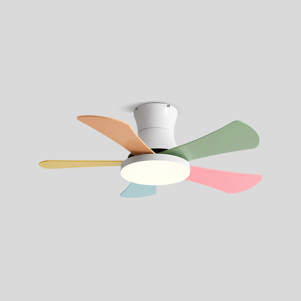 Antizer Scandi Low Profile Ceiling Fan with Light White+Multicolored D106cm / 42"