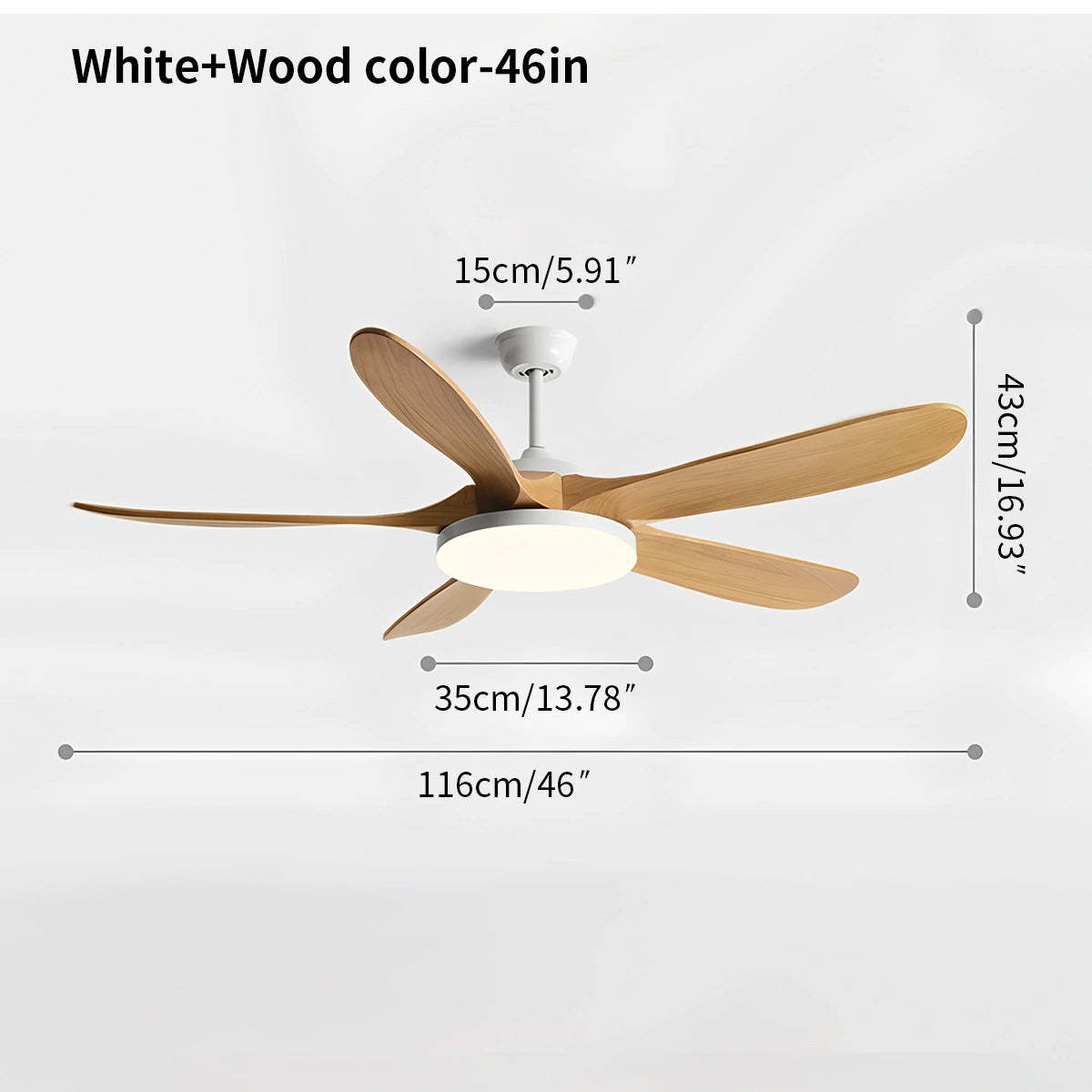 Antizer 5-leaf Wood Ceiling Fan Light