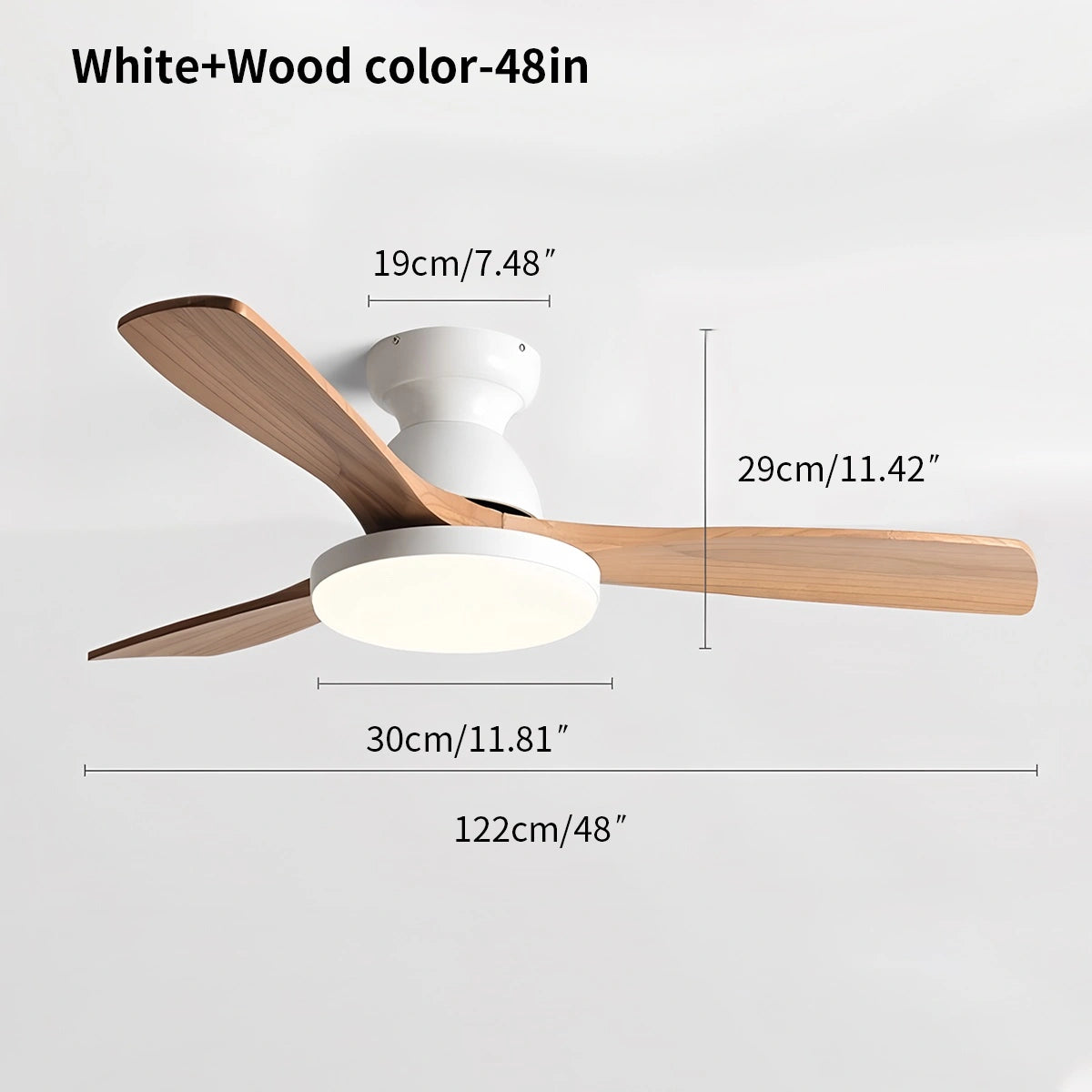 Antizer Vintage 3-leaf Wood Ceiling Fan Lamp