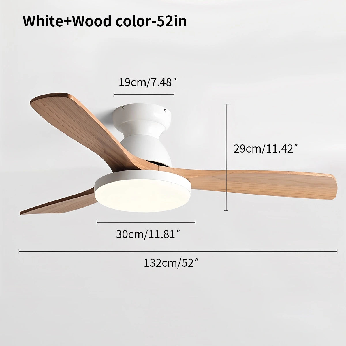 Antizer Vintage 3-leaf Wood Ceiling Fan Lamp