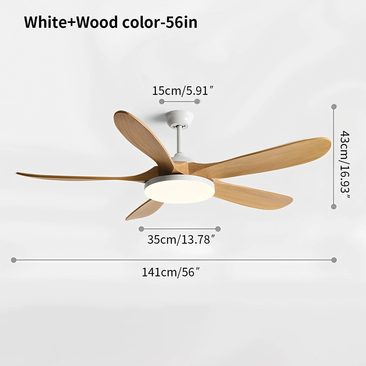 Antizer 5-leaf Wood Ceiling Fan Light