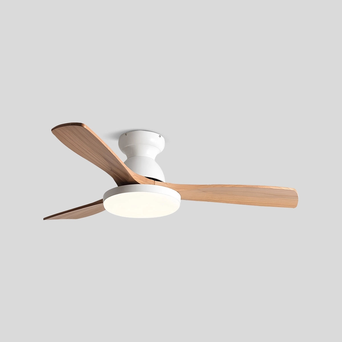 Antizer Vintage 3-leaf Wood Ceiling Fan Lamp White+Wood Color