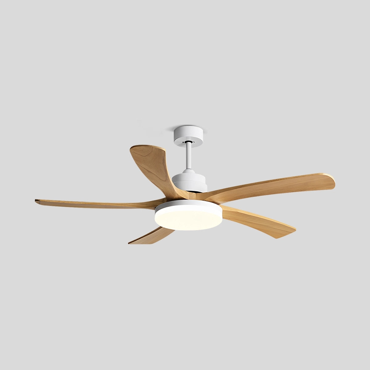 Antizer High Wind Wood Ceiling Fan Light White+Wood Color 5 Blades