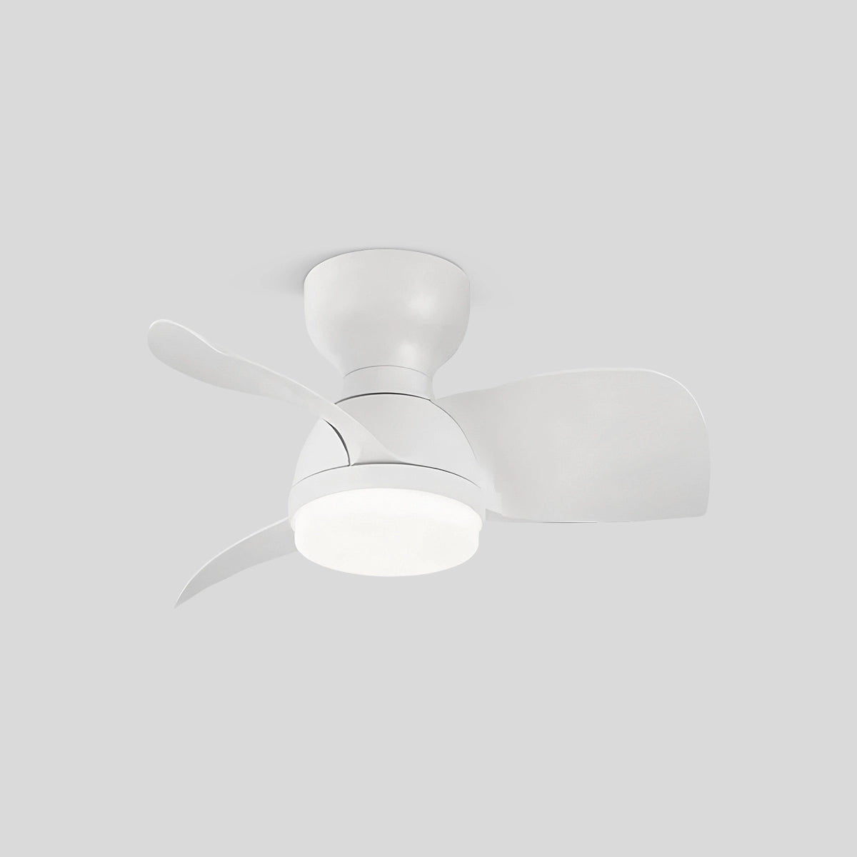 Antizer Small Flush Mount Ceiling Fan with Light White Dia 55cm / 22"