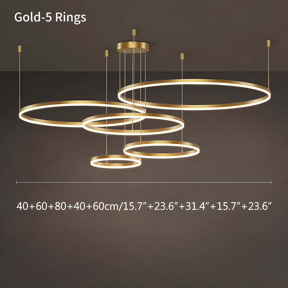 gold ring chandelier size