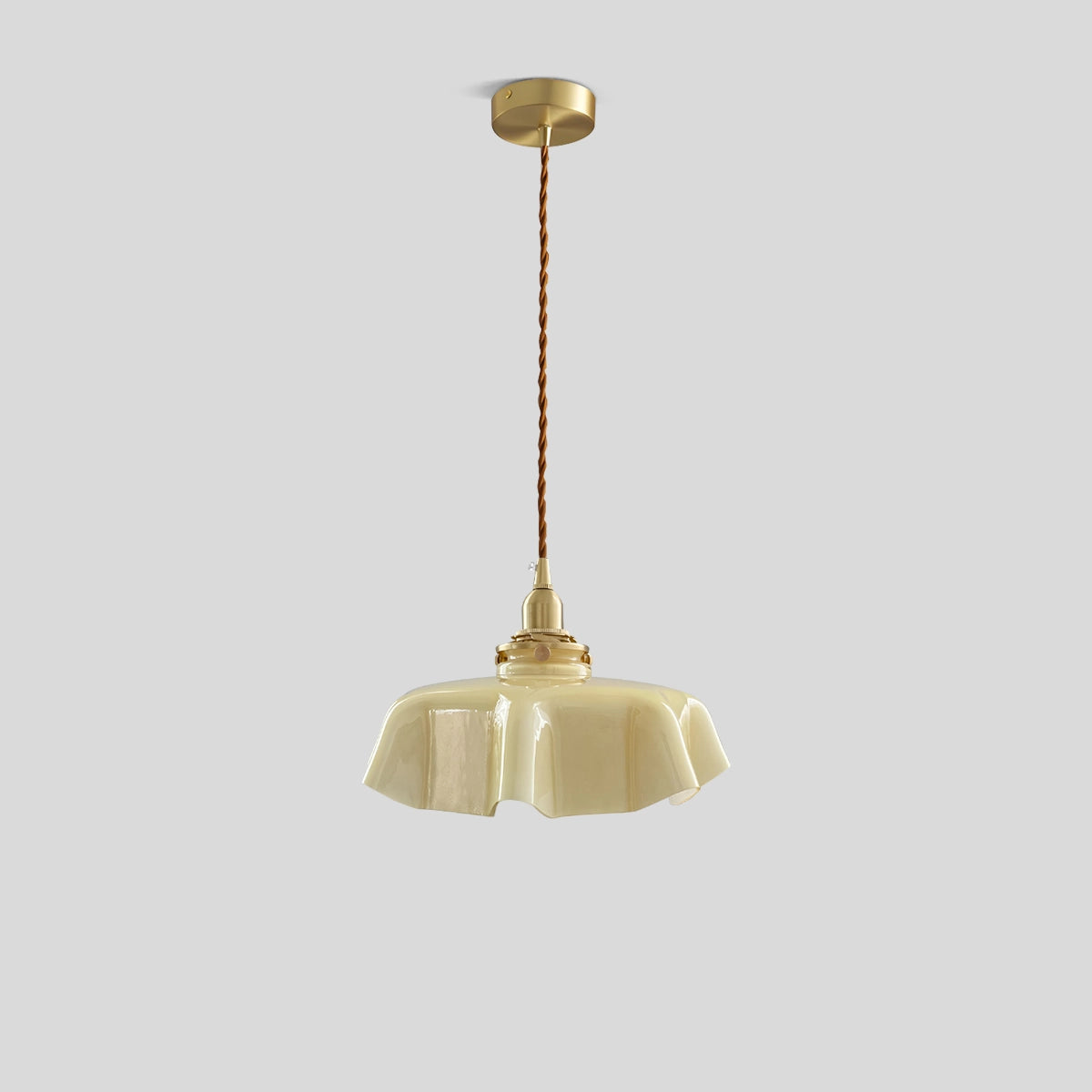 Antizer Retro Coloured Glass Pendant Light for Kitchen Yellow Dia 24cm/∅9.45"