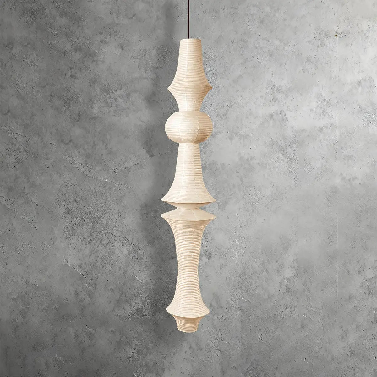 Antizer Washi Paper Corner Pendant Light for High Ceilings Yellowish