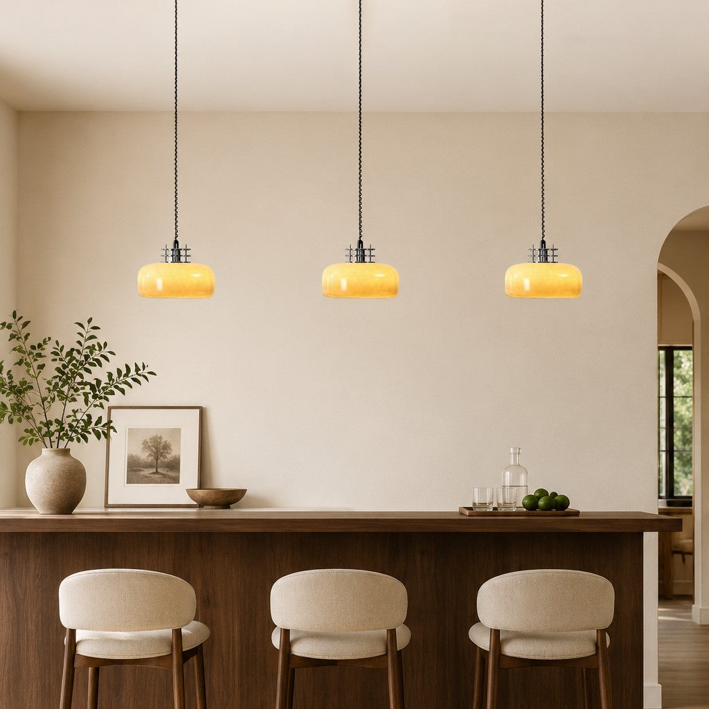 Antizer Bauhaus Retractable Round Glass Pendant Light