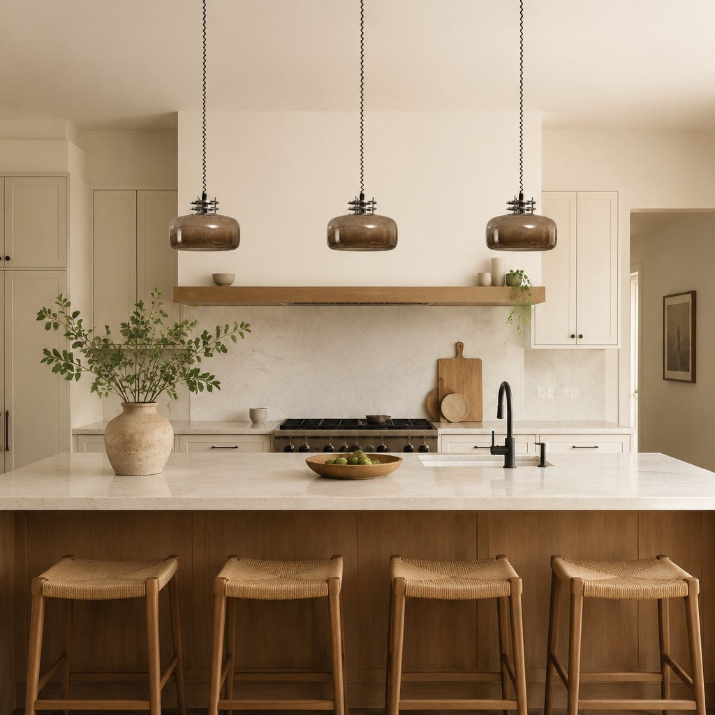 Antizer Bauhaus Retractable Round Glass Pendant Light