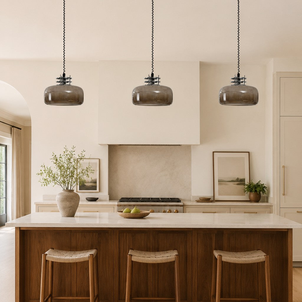Antizer Bauhaus Retractable Round Glass Pendant Light
