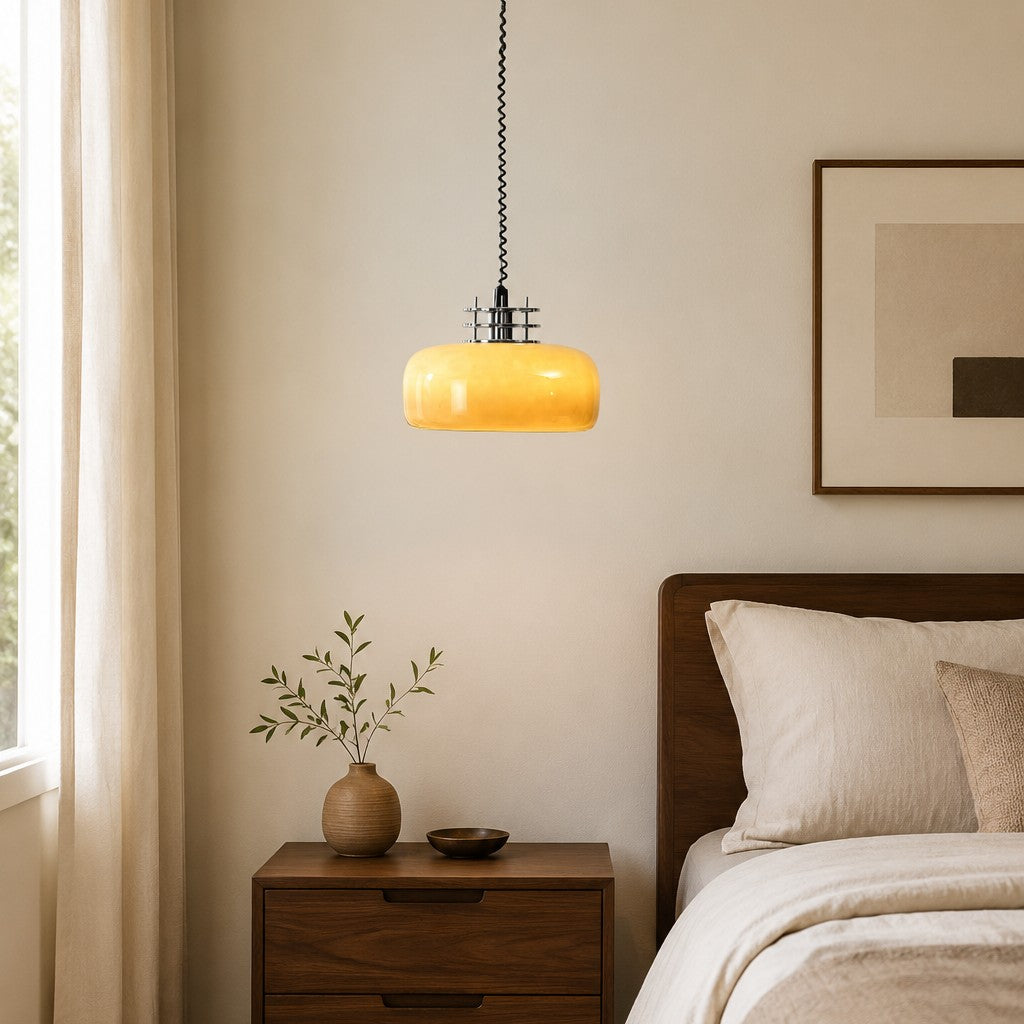 Antizer Bauhaus Retractable Round Glass Pendant Light