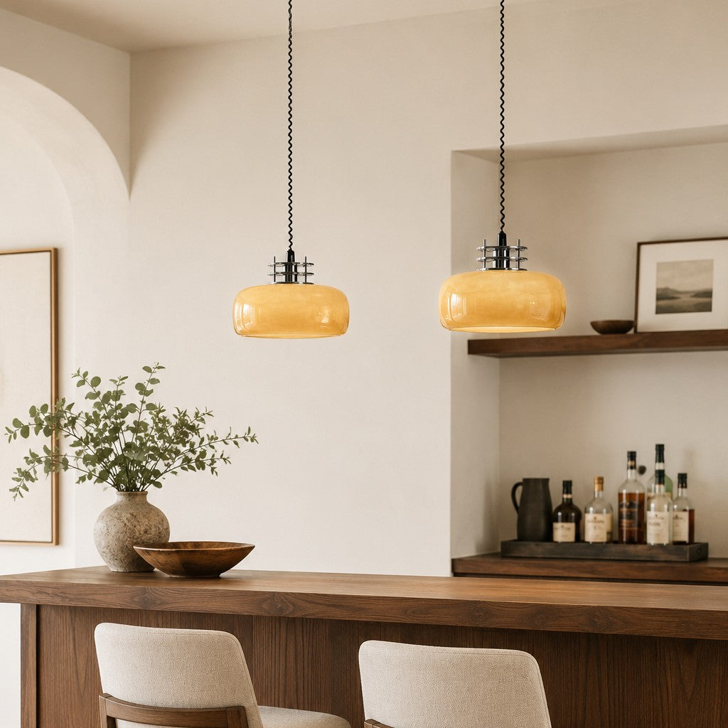 Antizer Bauhaus Retractable Round Glass Pendant Light