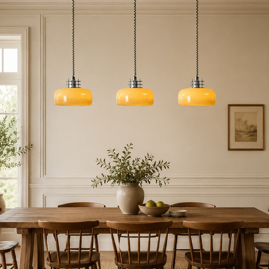 Antizer Bauhaus Retractable Round Glass Pendant Light