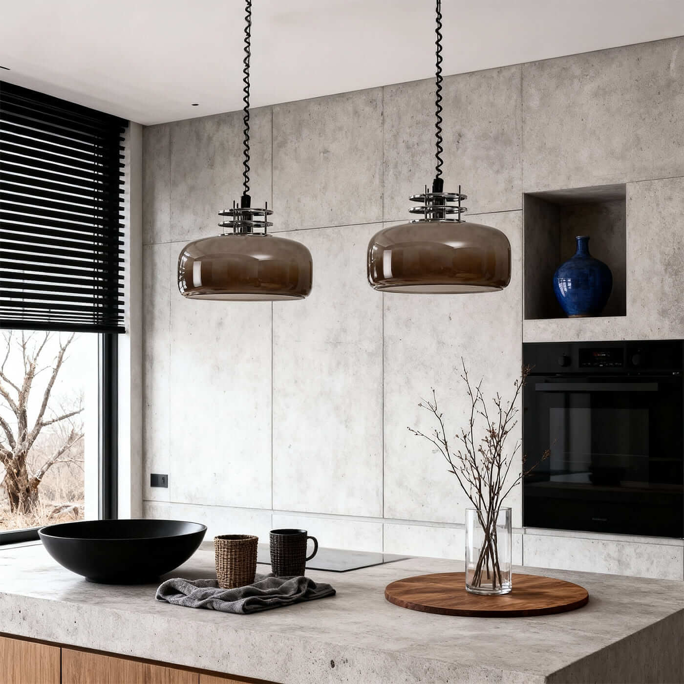 Antizer Bauhaus Retractable Round Glass Pendant Light