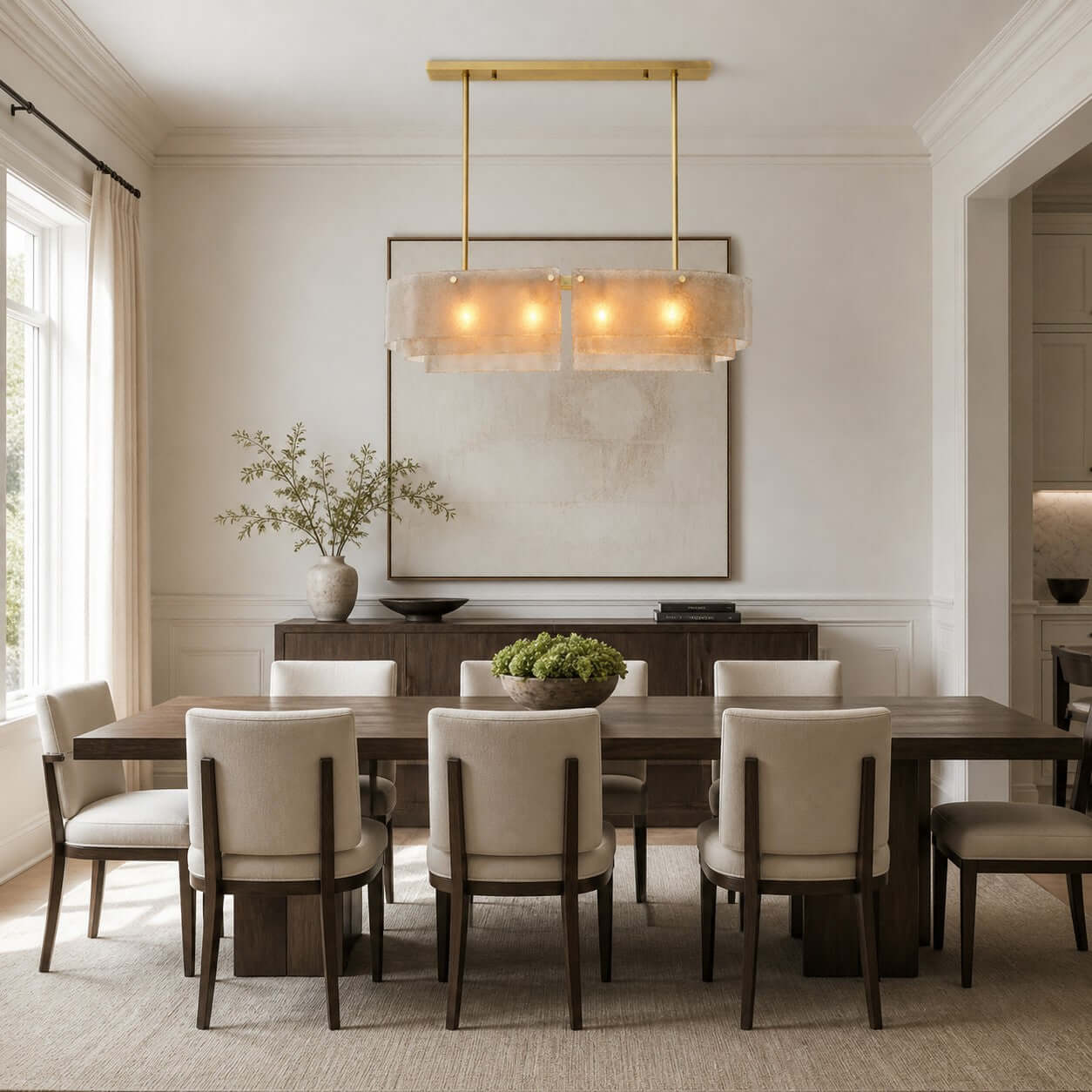 Antizer Tiered Glass Linear Chandelier