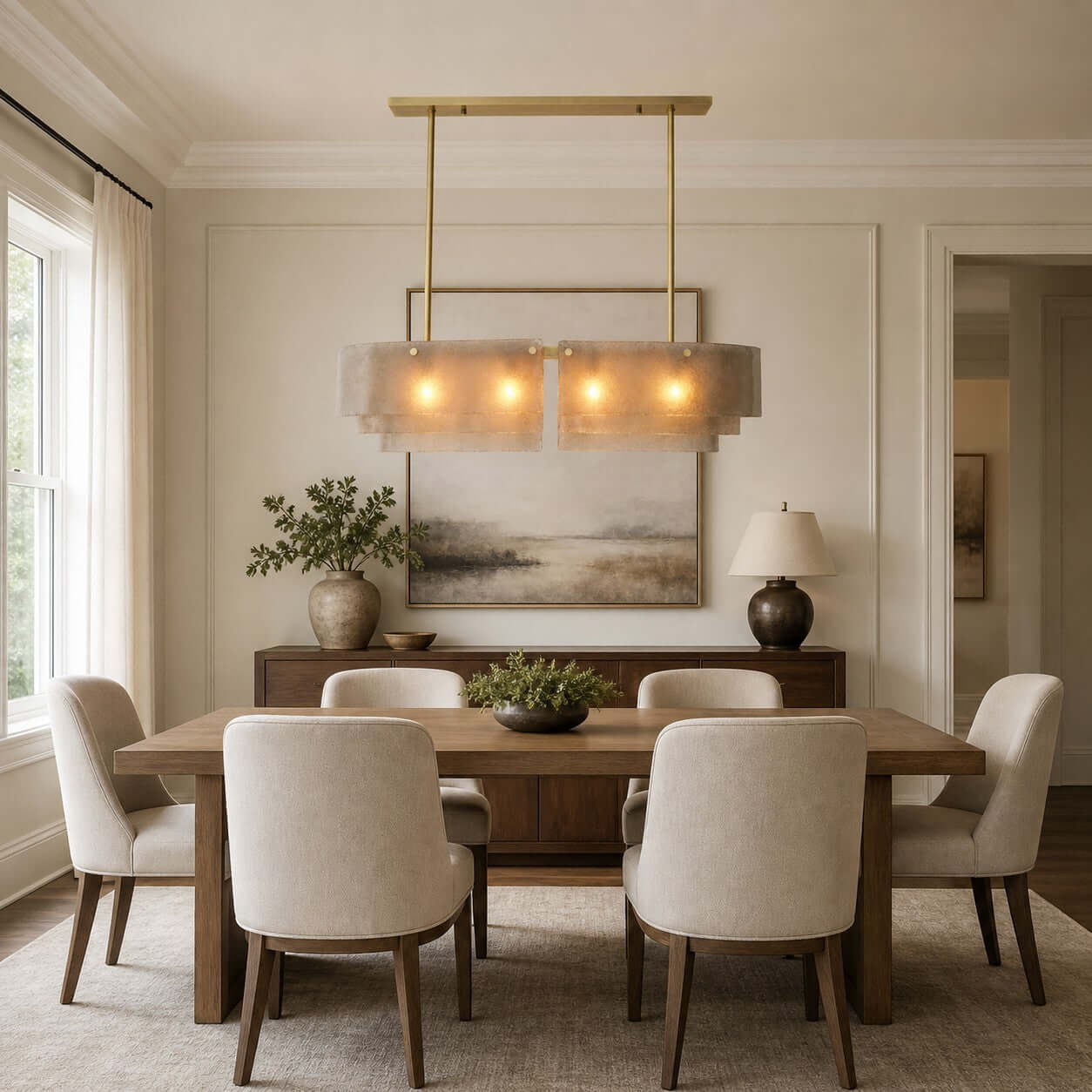 Antizer Tiered Glass Linear Chandelier