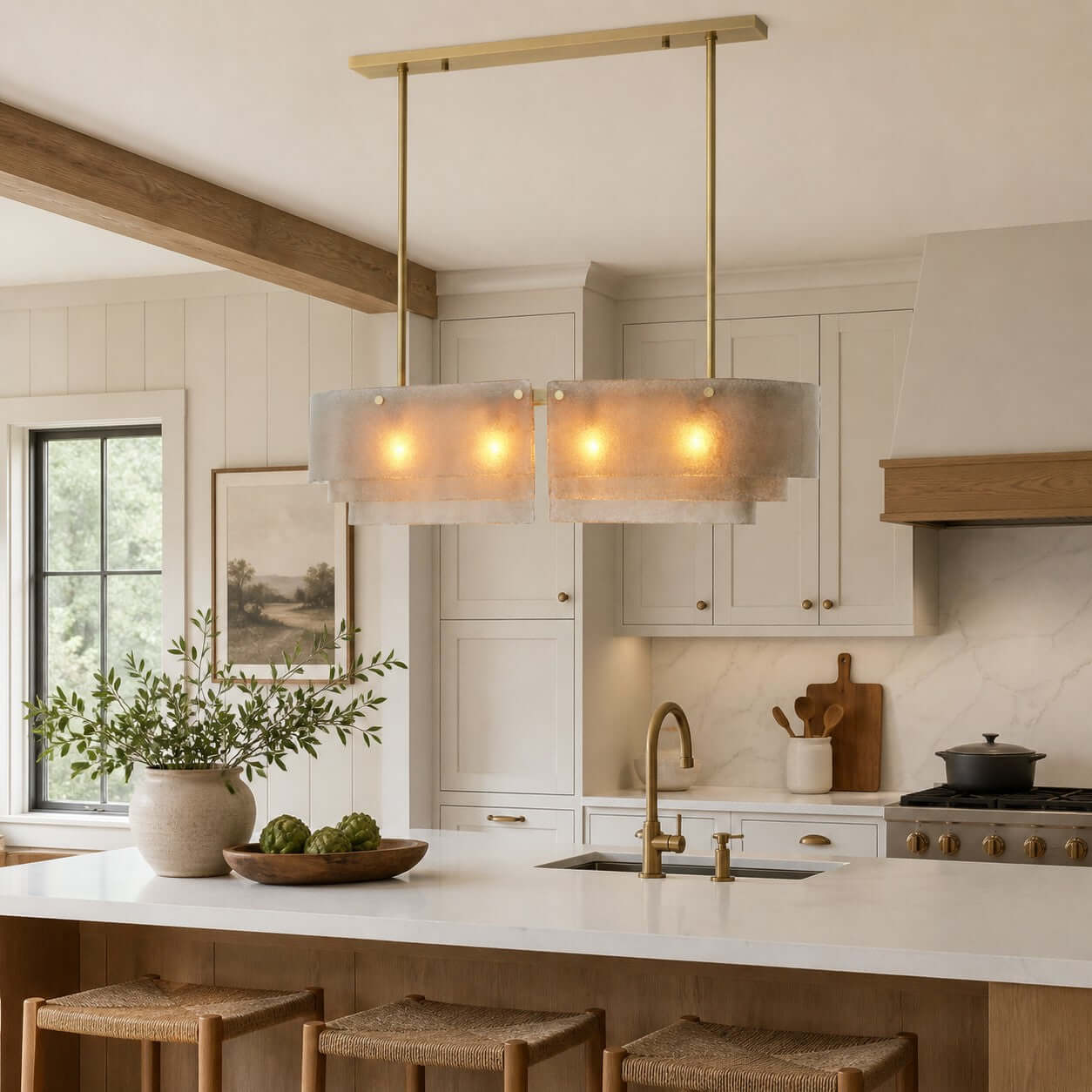 Antizer Tiered Glass Linear Chandelier