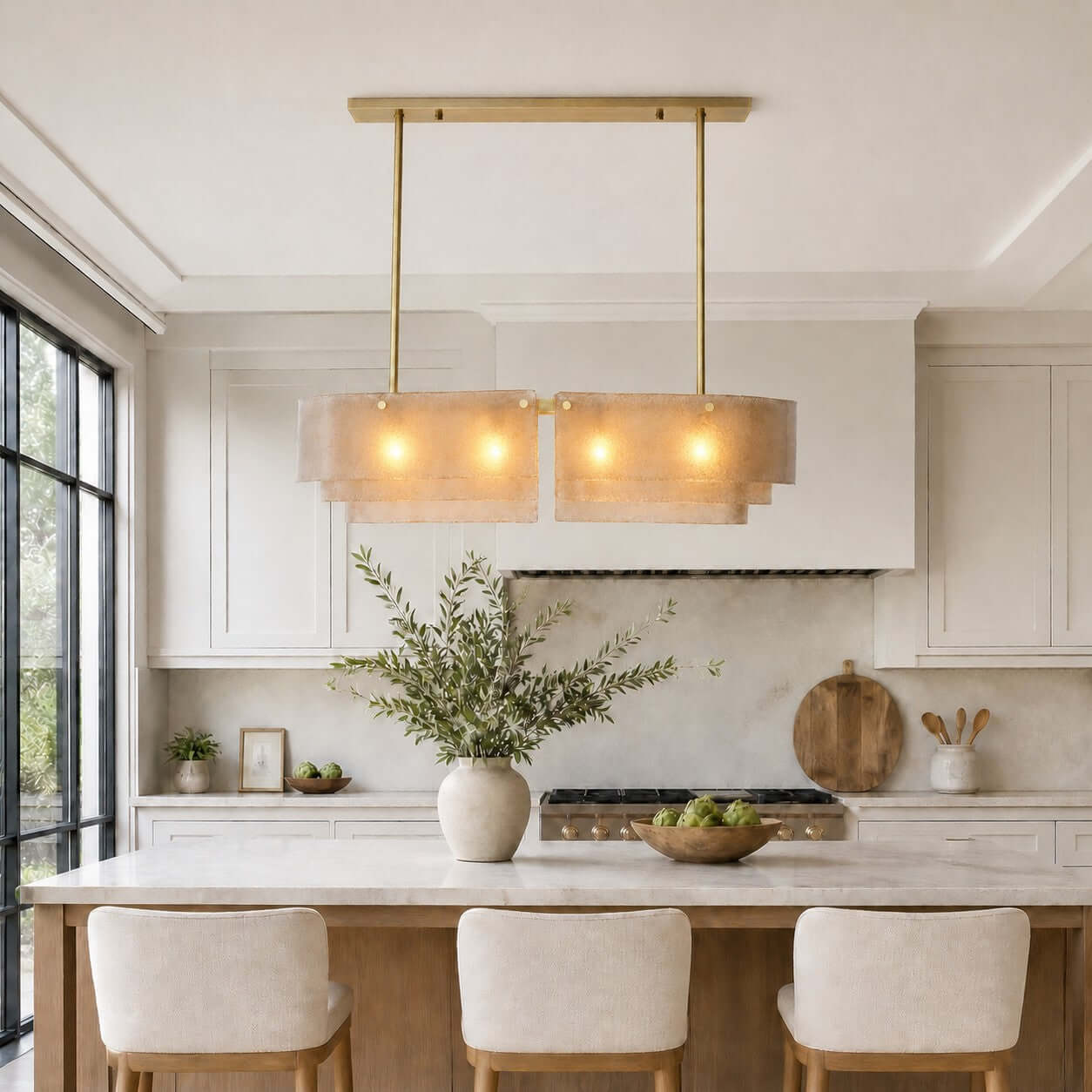 Antizer Tiered Glass Linear Chandelier