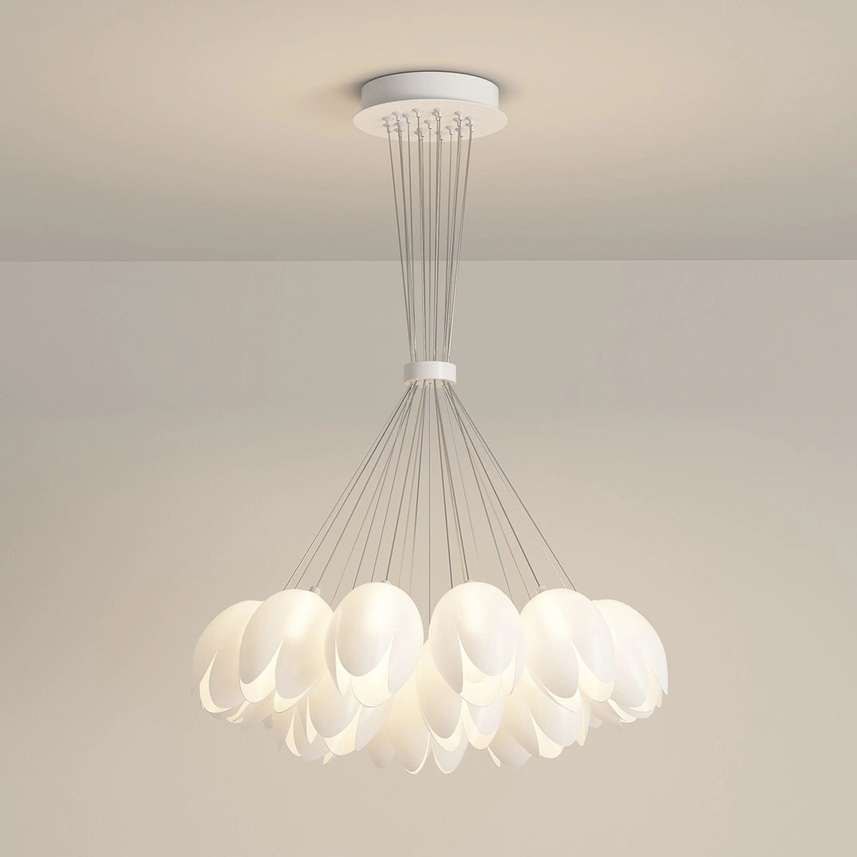 Antizer French Tulip Flower & Ball Chandelier Tulip White 19 heads