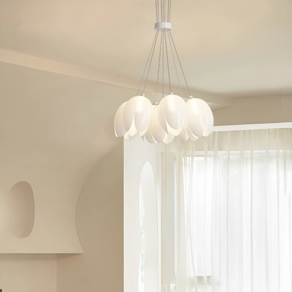 Antizer French Tulip Flower & Ball Chandelier
